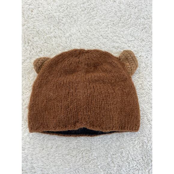 Bear Beanie Hat Brown Alpaca Fleece Lined 3D Made in Bolivia - Picture 5 of 8